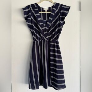 Monteau Dress Blue and White Stripe - S